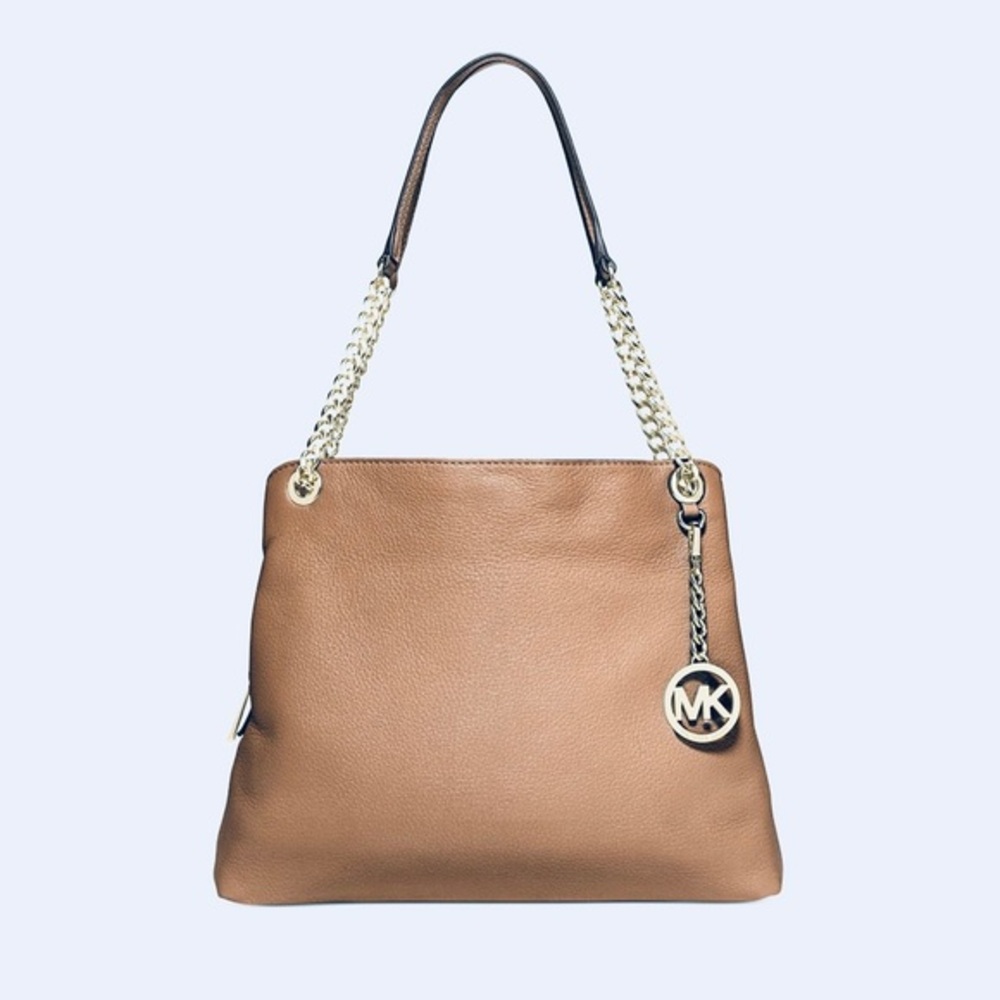 Michael Kors Jet Set Chain Item Peanut Pebble Leather Shoulder Bag Purse